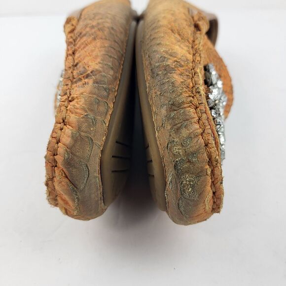 Donald J Pliner Mystic Beaded Flats Snakeskin Embellished Loafers Size 10M - Picture 7 of 11